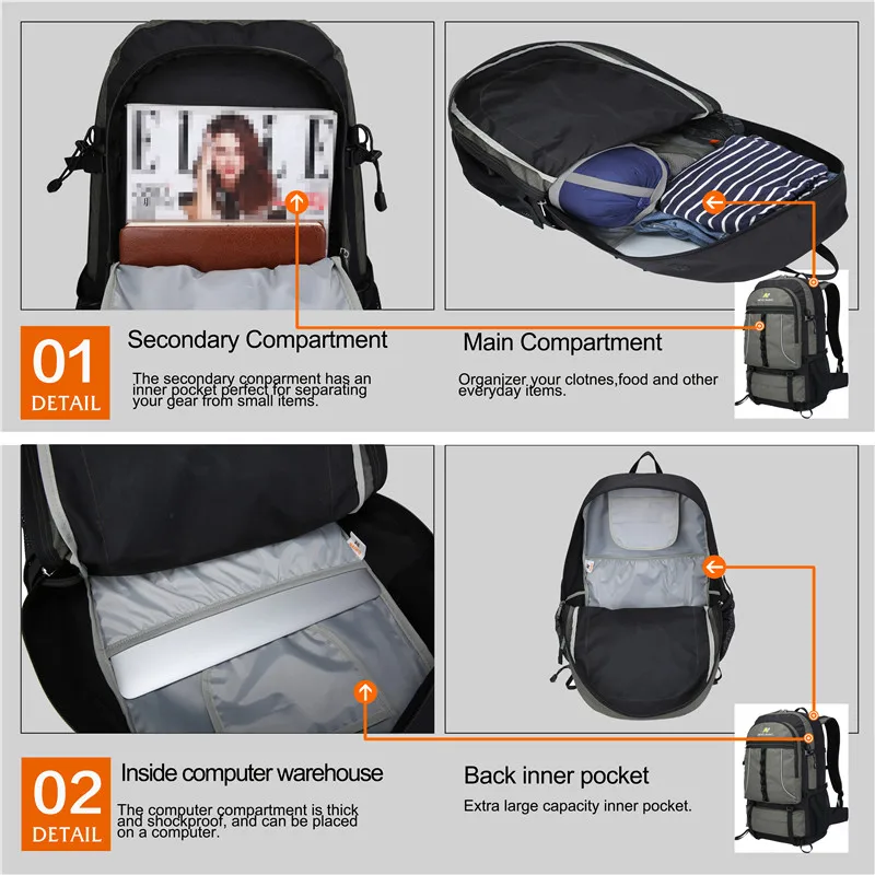 45L NEVO RHINO, водонепроницаемый мужской рюкзак, унисекс, дорожная сумка, походный, для альпинизма, альпинизма, кемпинга, рюкзак для мужчин