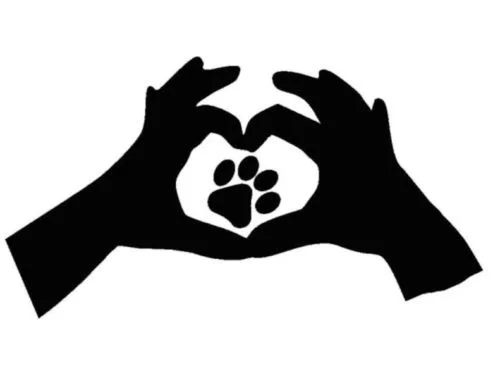 

6 inch HEART HANDS AND PAW Vinyl cut window decal ! PET