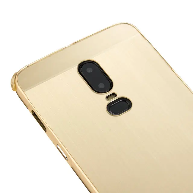 6,28 ''Oneplus6 алюминиевый бампер чехол Funda Oneplus 6 Чехол под шлифованный Металл PC задняя крышка для Coque One Plus 6 чехол для смартфона Броня