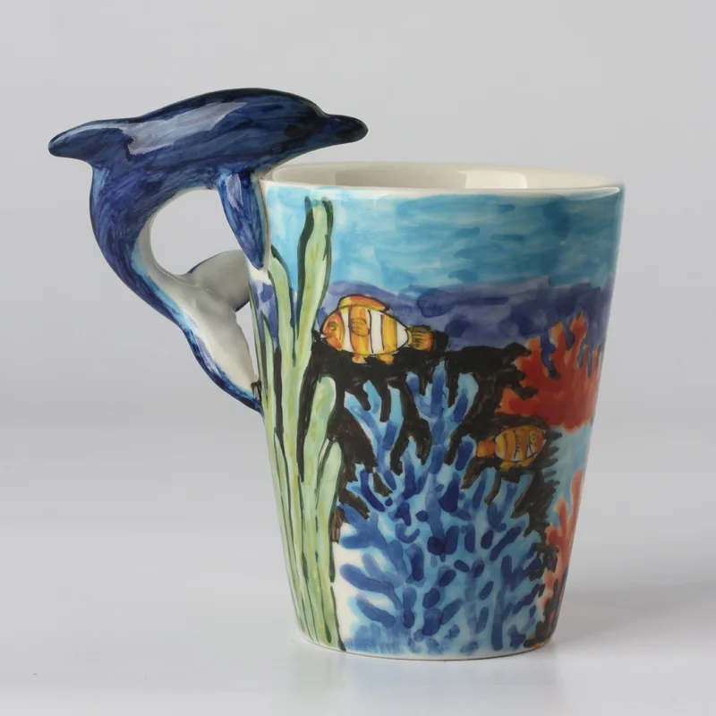 3D Мультяшные морские животные стильные керамические кружки креативные