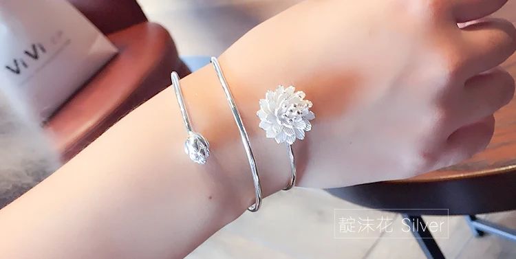 XIYANIKE 925 Серебряный цветок лотоса браслет для женщин Серебряный цвет цветок браслеты для девочек Свадьба Новое поступление VBS4151