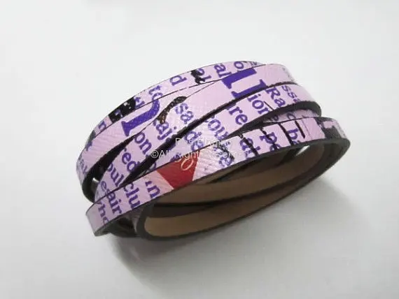 

5x2mm Violet letter PU leather cord 5mm Flat leather cord