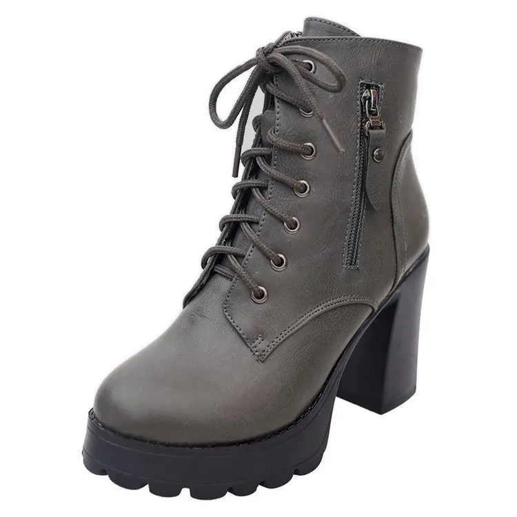 Лидер продаж женские модные короткие ботинки на платформе ботильоны толстом