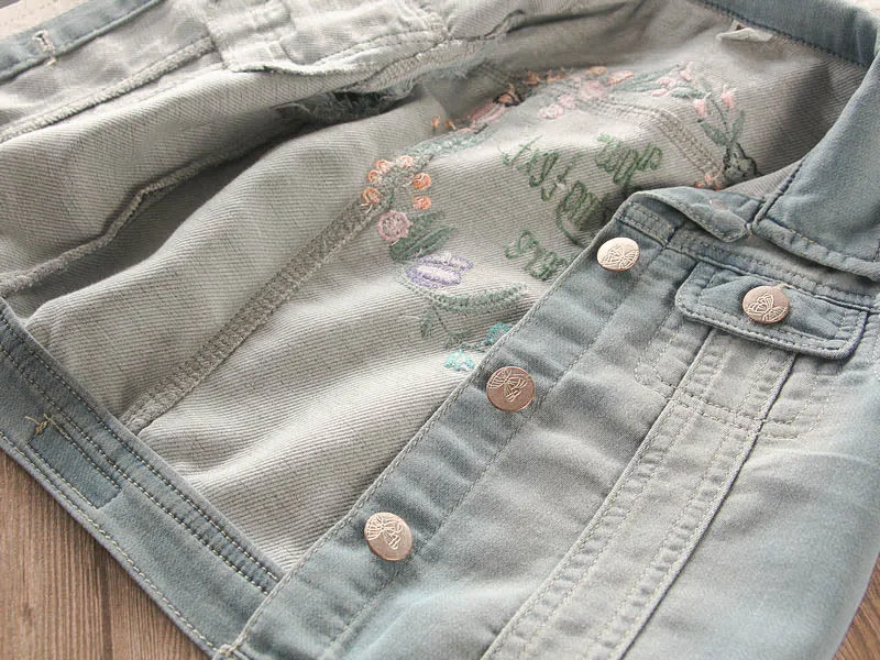 2019 г. весенний жилет для девочек джинсовый детский с вышитыми буквами сзади