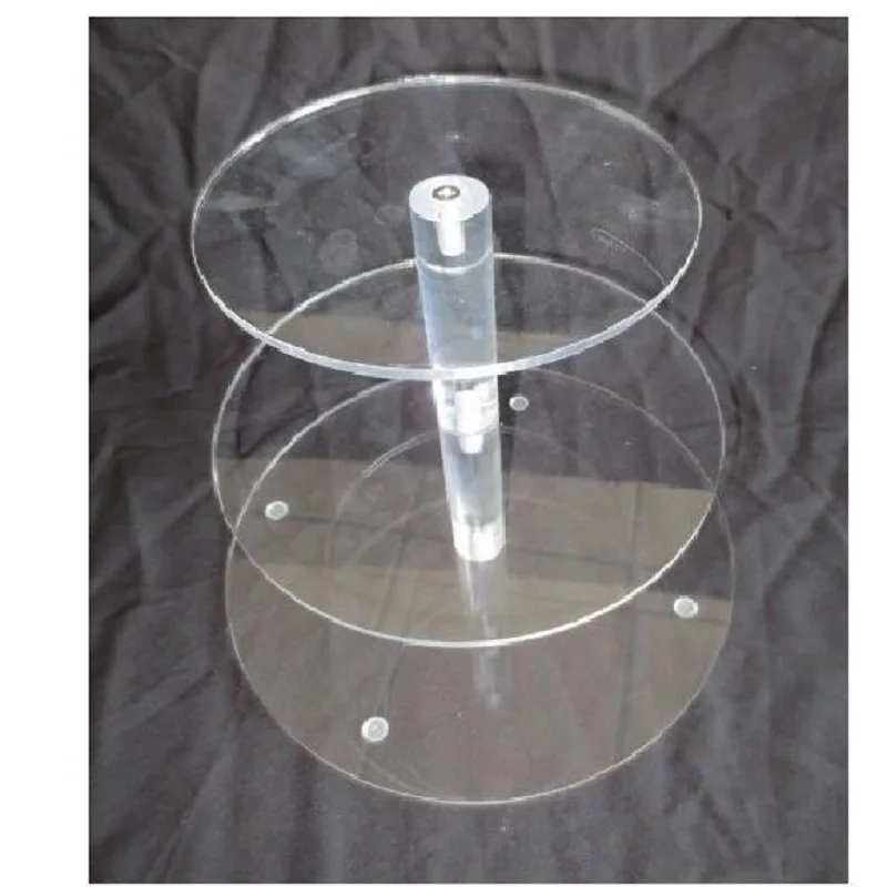 Трехуровневая кристально прозрачная круглая акриловая подставка для кексов