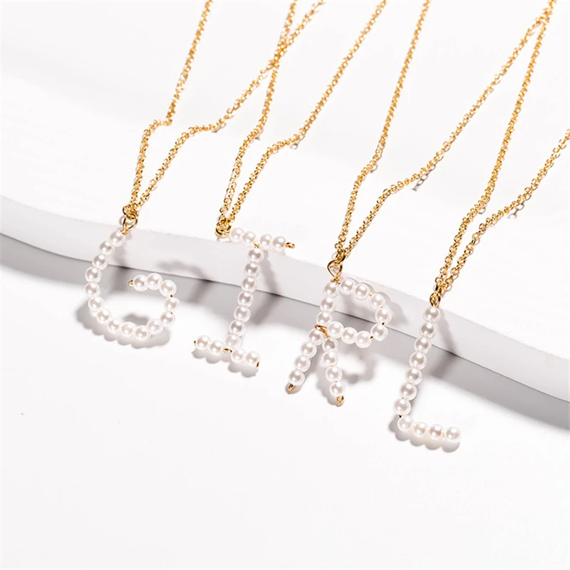 ROMAD свадебное ожерелье с буквенным принтом жемчужное перламутровой подвеской