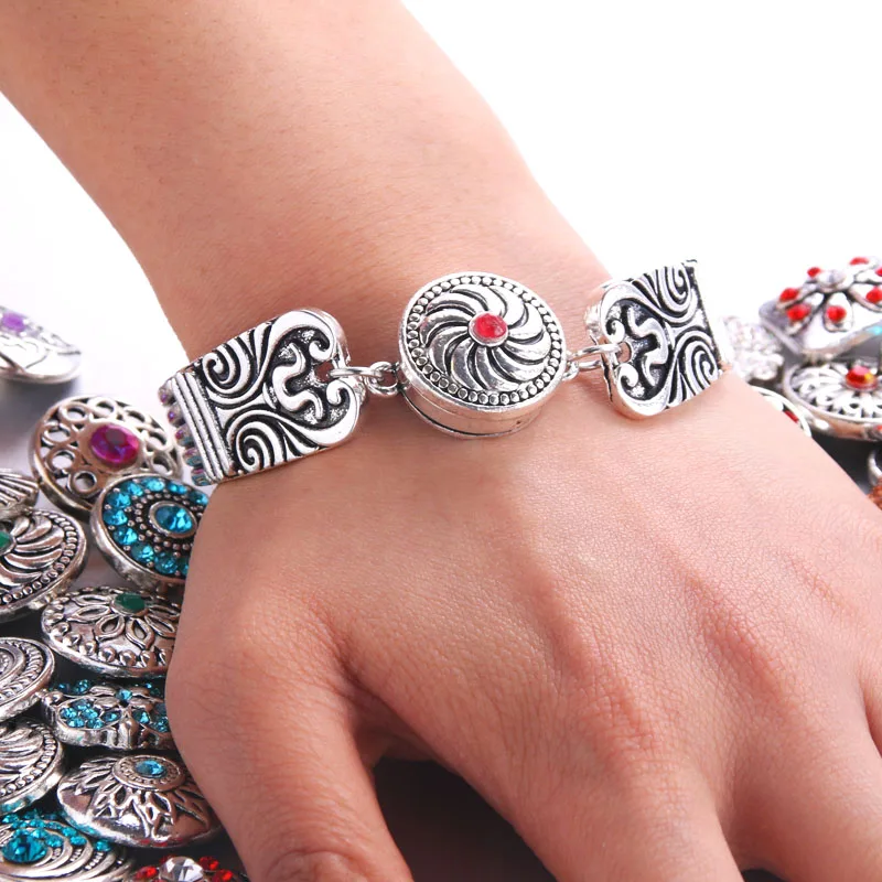 10pcs/lot Wholsale 18mm Snap Jewelry Mixed Round Metal Rhinestone Buttons Fit Bracelet Bangles Necklaces 0061 | Украшения и