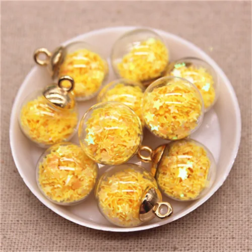 yellow 10pcs 10 шт. 16 см Красочный прозрачный стеклянный шар кулон в виде плывучего песка звездообразный блесток DIY серьги ювелирные аксессуары - Цвет: yellow 10pcs