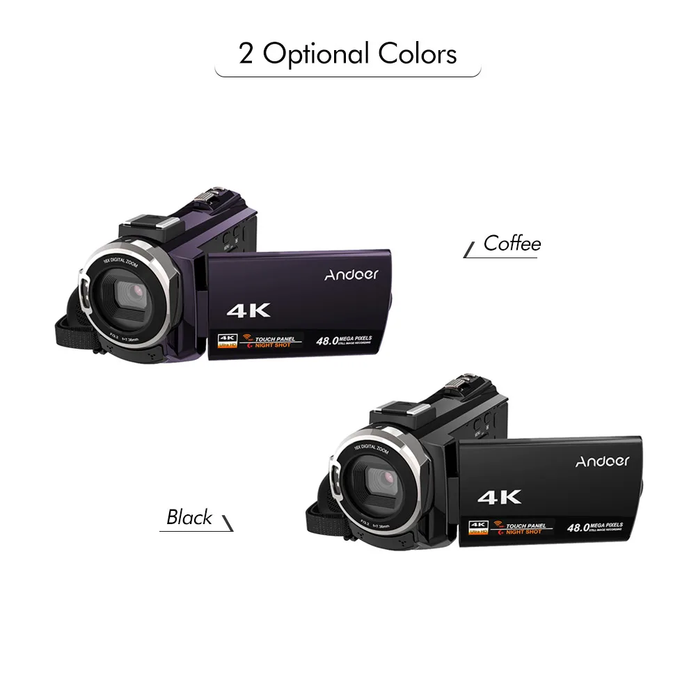 Andoer 4K 1080P 48MP цифровая камера с Wi-Fi для видео Камера видеокамера Регистраторы 3