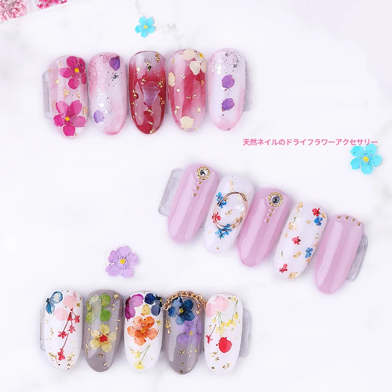 24PCS Dried Flowers Natural Floral 3D Floral Leaf Stickers Nail Art Decals Jewelry UV Gel Polish Nail Art Decorations