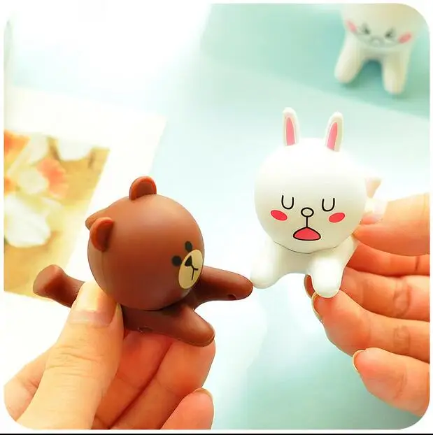 2 шт./лот симпатичный мультяшный кролик коричневый Медведь Хлеб держатель для iPhone
