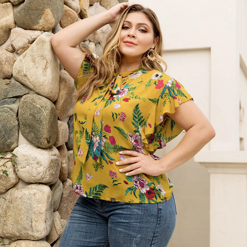 Свободные женские футболки с рисунком страуса большие размеры v образным вырезом