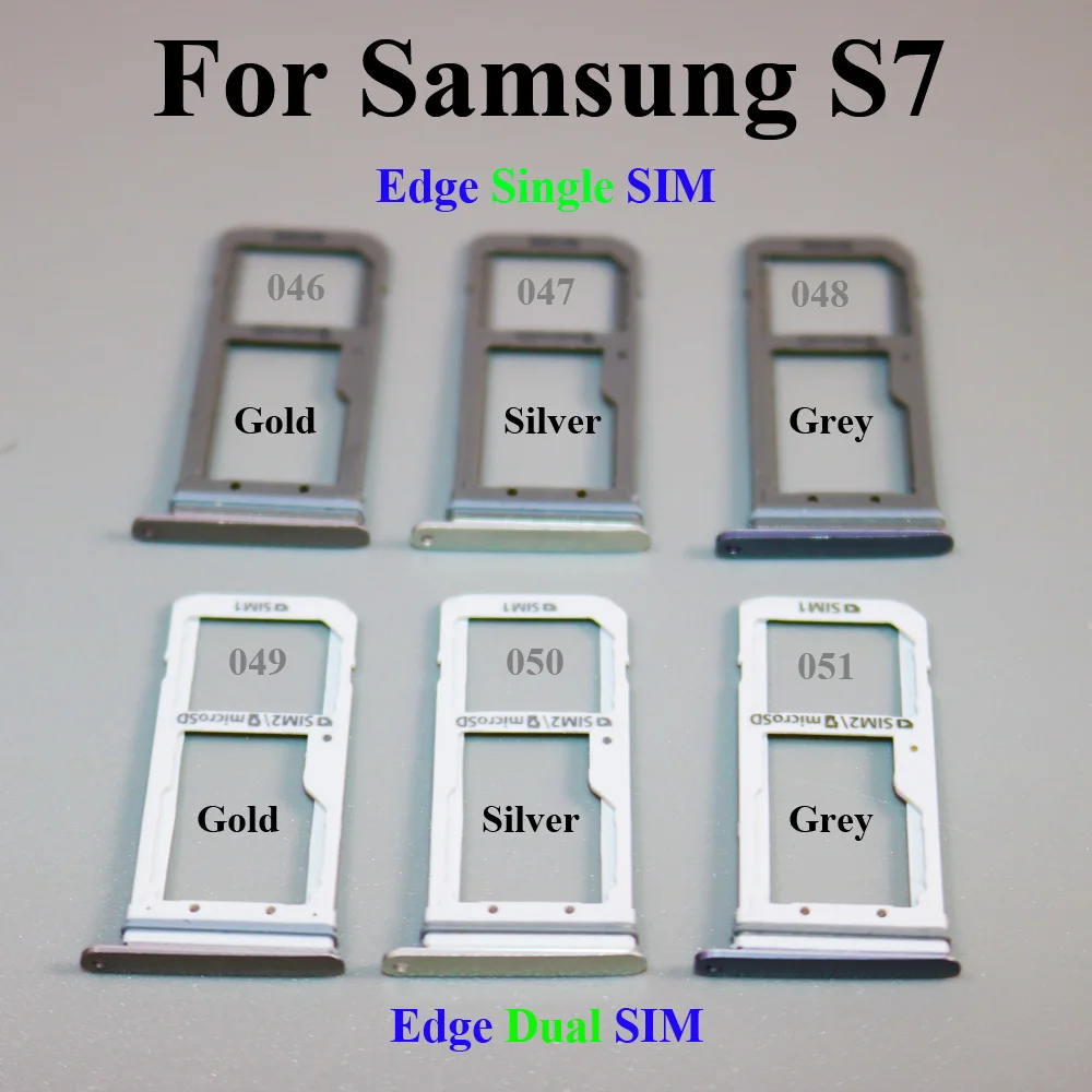 

1pcs 3 color 6models Black/Golden/Silver SIM Card Tray Slot Holder For Samsung Galaxy S7 Edge Screen Dual Single SIM Card Socket