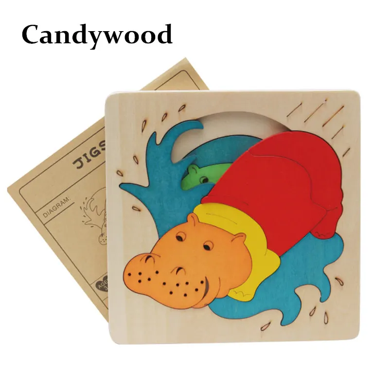 Candywood новые 3D Животные транспорт деревянные головоломки многомерные игрушки для
