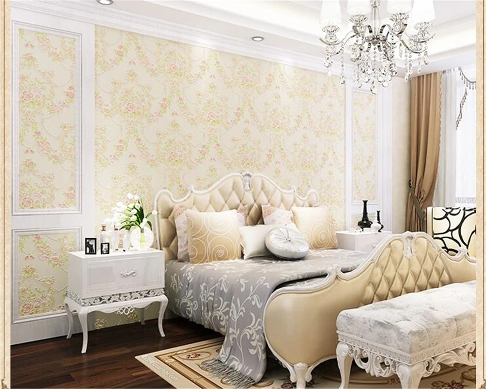 

beibehang European pastoral wallpaper living room fashion personality warm fresh floral three-dimensional TV background tapety
