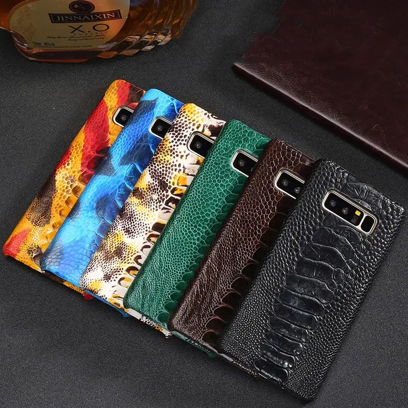 high quality Ostrich foot pattern Back cover Leather case for Samsung Galaxy 8 S8plus S9 S9plus Note 10 note 8 Genuine leather