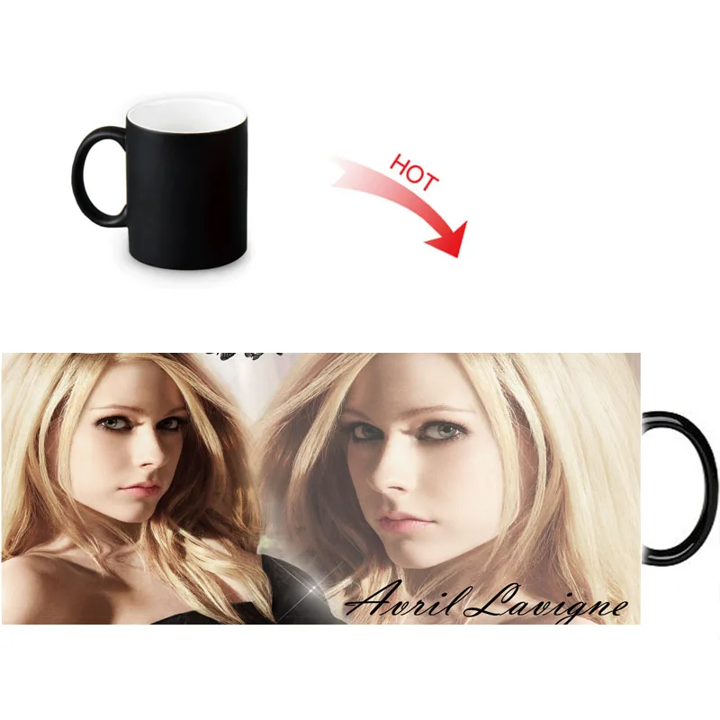 Avril Lavigne Magic DIY кружки для морфинга, меняющие тепло цвет, чашка для кофе с молоком, черная трансформирующая белая кружка, идея подарка