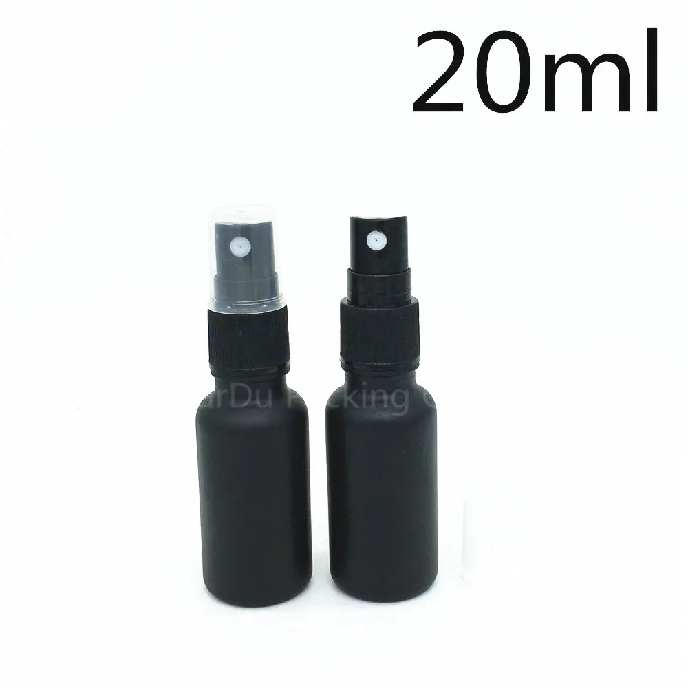 

10pcs 20ml black Frosted glass bottle with black Plastic sprayer, 20cc Essential Oil Spray perfume bottles
