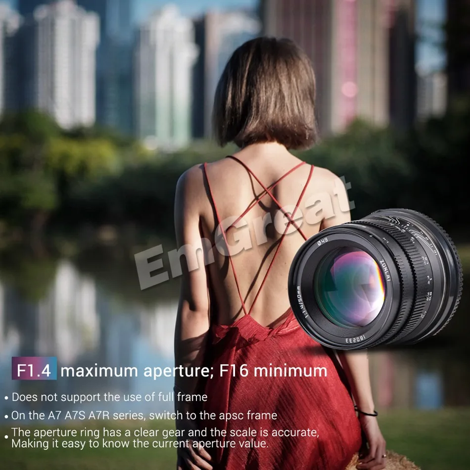 Zonlai 50 мм F1.4 Prime объектив с большой диафрагмой ручная фокусировка сумкой для Sony E