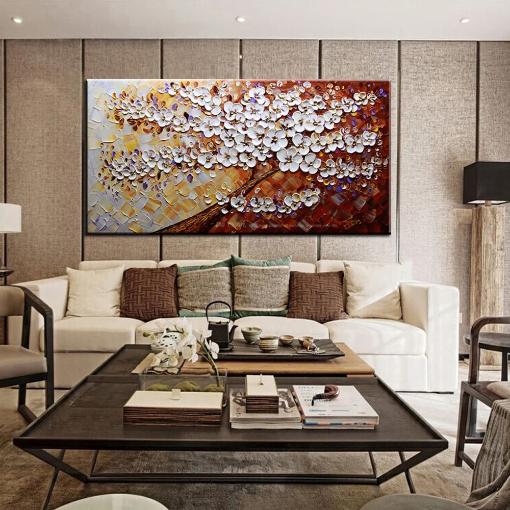 MUYA large wall pictures for living room flower modern hand painted canvas oil paintings abstract art tree painting | Дом и сад