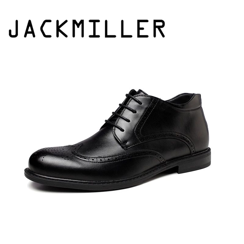 Осенние мужские ботинки jackmiller однотонные Черные ботильоны из искусственной кожи