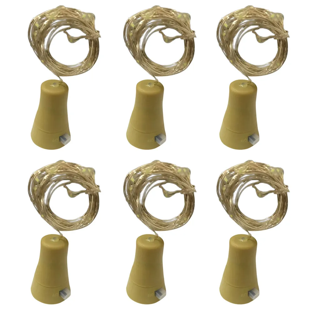 Супер яркая 6PC2M 20LED Солнечная пробка от бутылки вина Пробка медная проволока