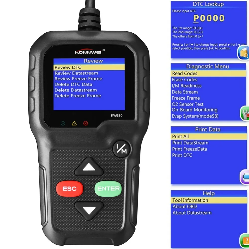 Лучший автомобильный OBD2 диагностический сканер KW680 сканирующий инструмент