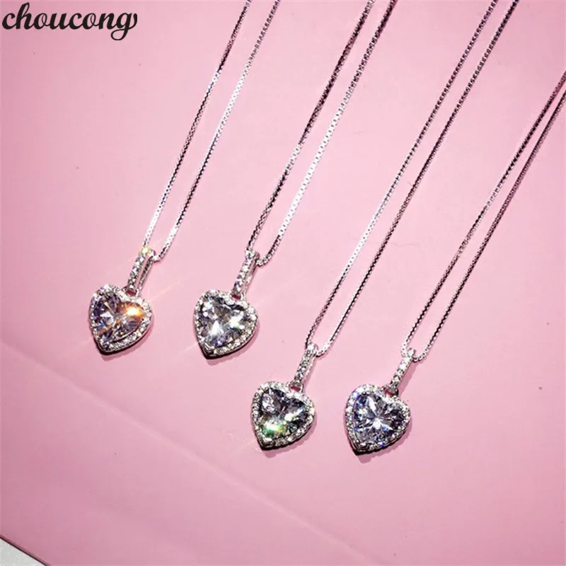 Женский кулон в форме сердца choucong из серебра 925 пробы с фианитом AAAAA вечерние