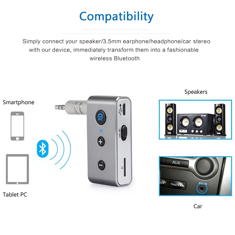 3 5 мм Bluetooth 4 2 приемник перезаряжаемый музыкальный аудио адаптер Hands free