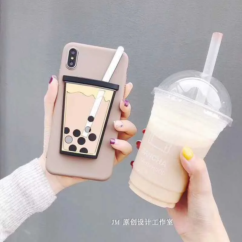 Корейский 3D чехол для телефона с пузырьками чая iPhone XS MAX XR чехлы Матовая Мягкая