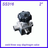 2 ss316l sanitary stainless steel weld three way manual diaphragm valve sterile food grade f wine milk beverages