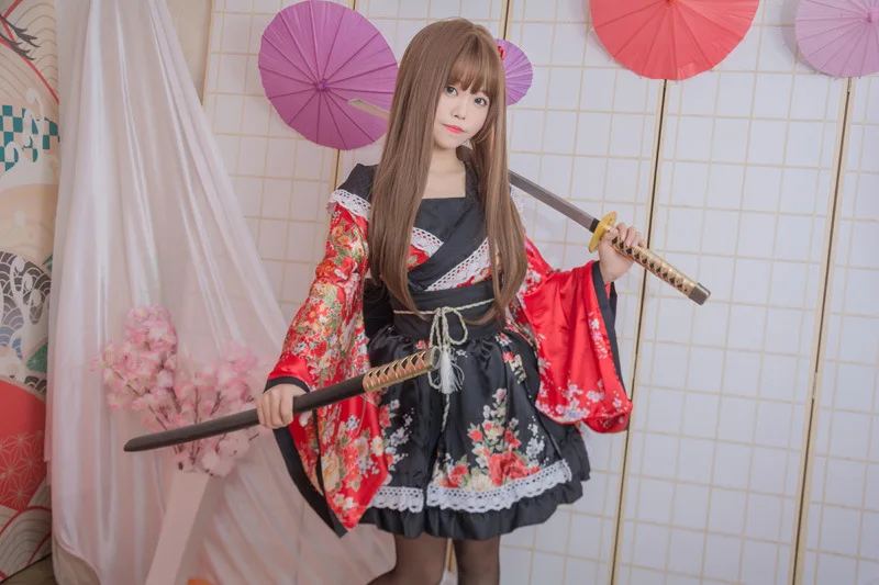 Lovelive/кимоно для девочек; платье японского аниме Kawaii; маскарадные костюмы с цветочным рисунком; причудливая Восточная юката; женская кружевная праздничная одежда в стиле Лолиты