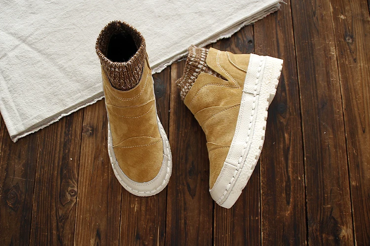 HUIFENGAZURRCS/женские ботинки из натуральной кожи; Ботинки Martin на мягкой подошве; оригинальные Прошитые вручную ботинки с шерстяной подкладкой
