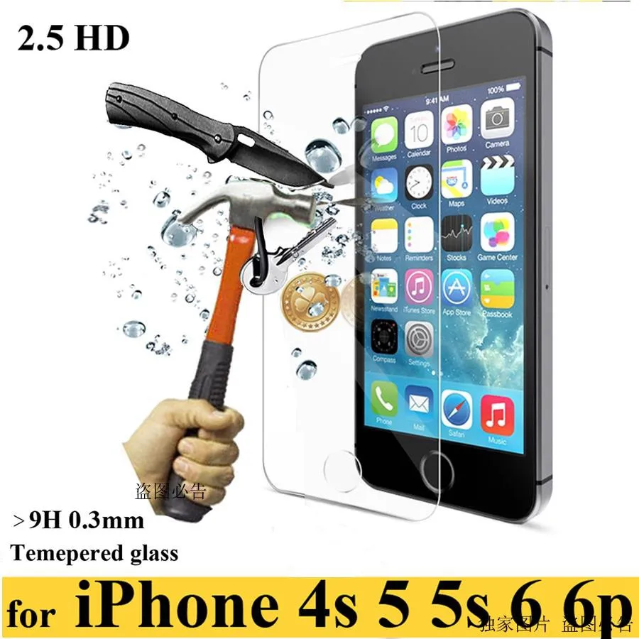 Ультратонкое закаленное стекло 0 3 мм 9 H для iPhone aifon i phone 4 4s 5 5S 5c 6 S plus 7 8 X 2.5d Защитная