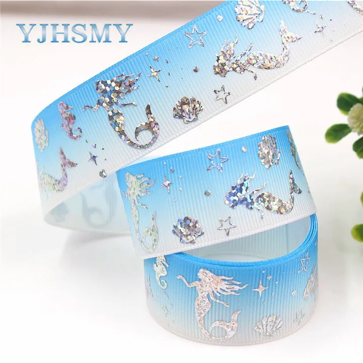 G-18609-432 YJHSMY G-18609-427 25 мм 10 ярдов лазерный Серебряный мультфильм любовь напечатаны корсажная лента DIY головной убор свадебный подарок обёрточная бумага - Цвет: G-18609-432