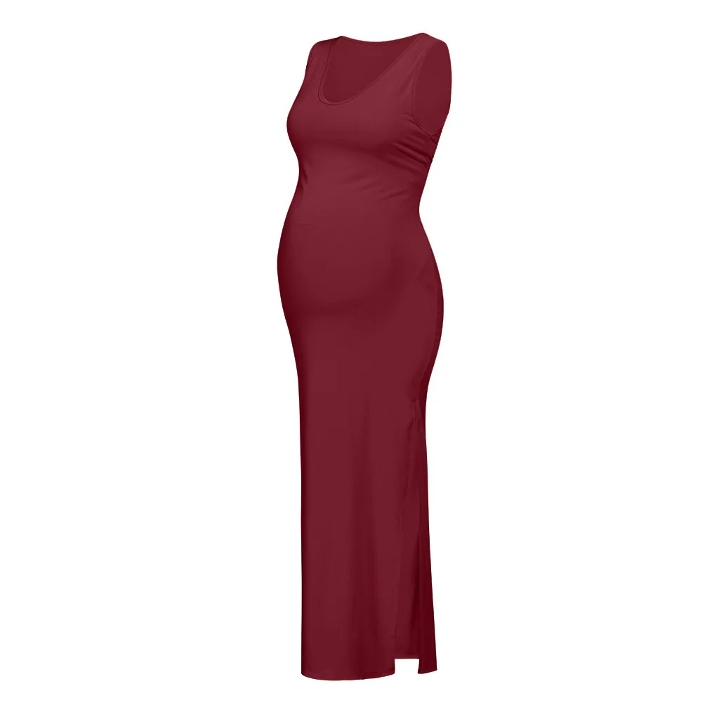 Women Solid Pregnant Maternity Gown Props Bodycon Casual Pregnancy Dress long Vestido Gestante Com Manga | Мать и ребенок