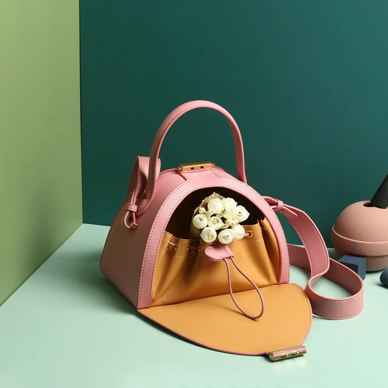Half Moon геометрические женские сумки из воловьей кожи Элегантные уникальные через