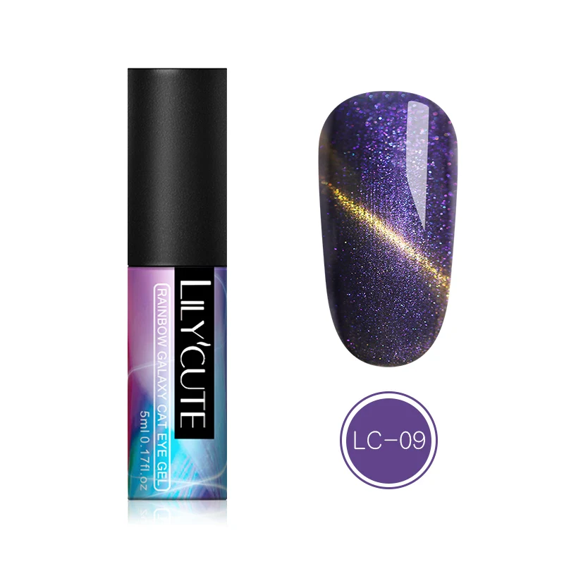 LC-9 LILYCUTE УФ-гель для ногтей кошачий глаз с блестками, Магнитный Гель-лак для ногтей, маникюрный лак, дизайн ногтей 5 мл - Цвет: LC-9