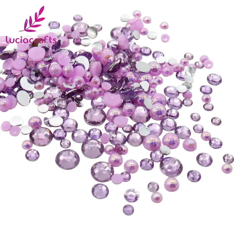 Lucia crafts 200 шт./лот смола 3 6 мм круглая плоская спинка смешанный фиолетовый горный