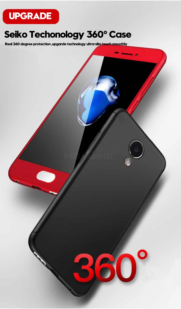 360 градусов полный чехол для Meizu M6 M5 M3 note M6 M6S Роскошный Матовый Жесткий пластик чехол для Meizu Pro 7 M3E M2E Funda закаленное стекло