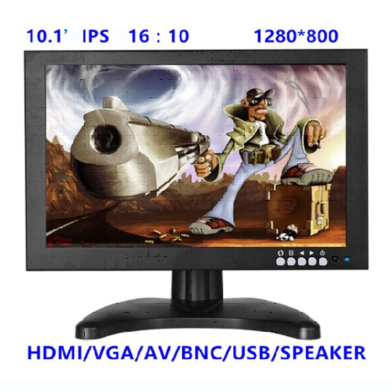 10-дюймовый монитор видеонаблюдения IPS 1280*800 с металлическим корпусом и разъемом
