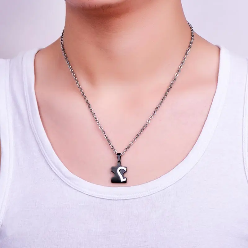 ZFVB Lovers Necklaces Women Men's Stainless Steel Black color Couple Romantic Heart Necklace Pendants Statement Jewelry Bijoux |