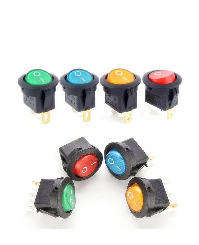 16A 12V светодиодный 20mm Круглый Переключатель ВКЛ/ВЫКЛ SPST переключатель 3 pin красный