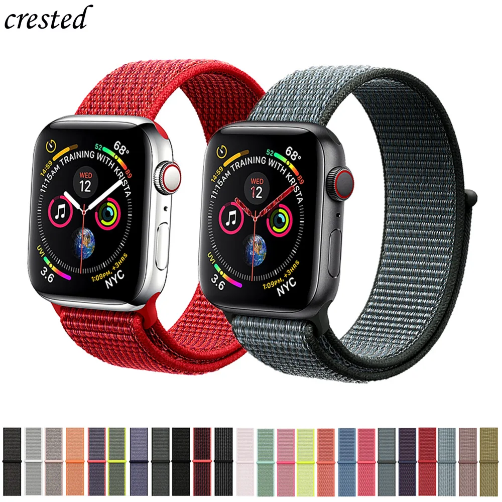 Спортивная петля ремешок для Apple watch band 42 мм 38 iWatch 4 44 40 Нейлоновый Ремешок Браслет 3