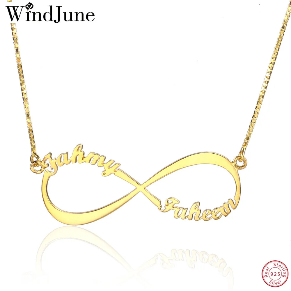 WindJune Бесконечность на заказ двойное имя ожерелье для женщин Namenecklace & Подвеска