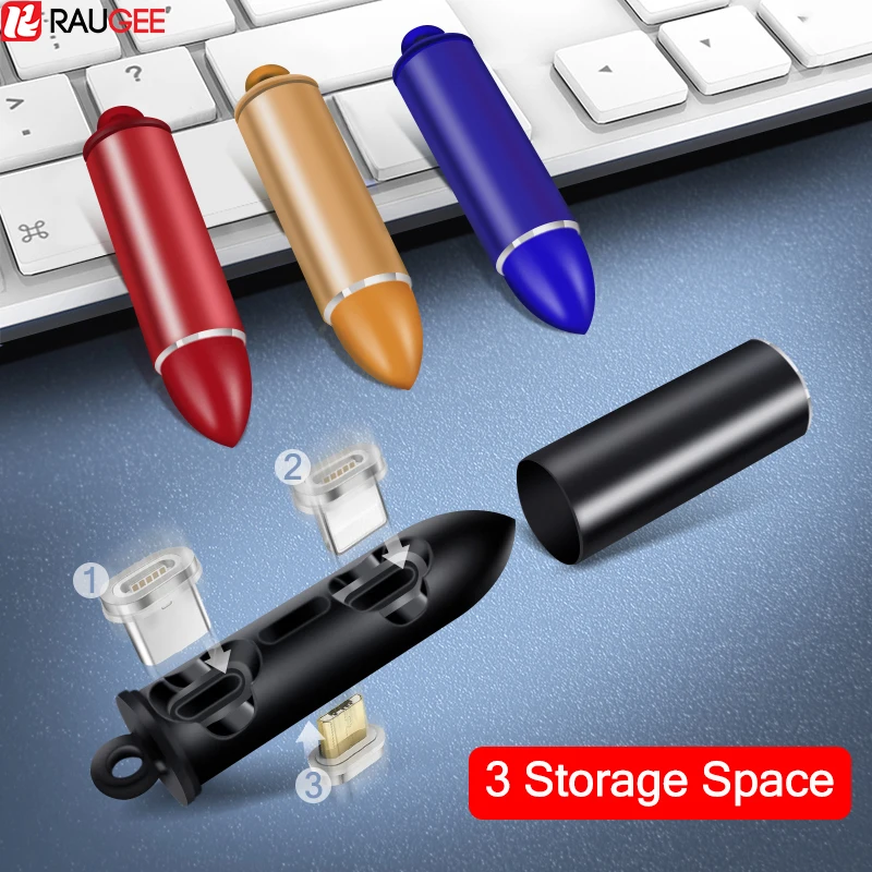 Магнитный чехол Raugee с разъемом для кабеля коробка хранения Type C Micro USB 8