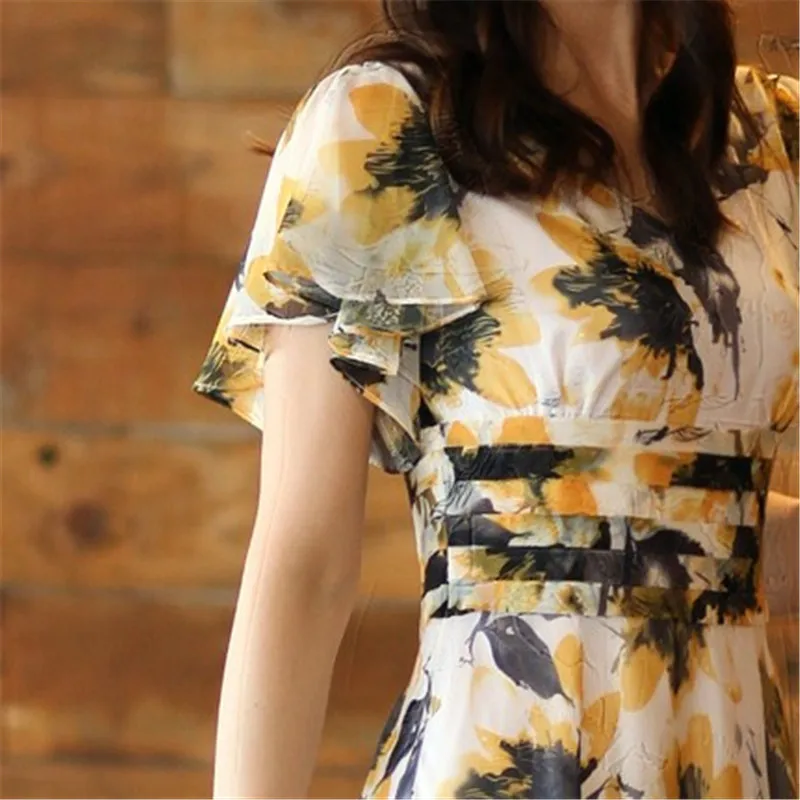 2016 новое летнее модное Стильное женское шифоновое сексуальное платье с v