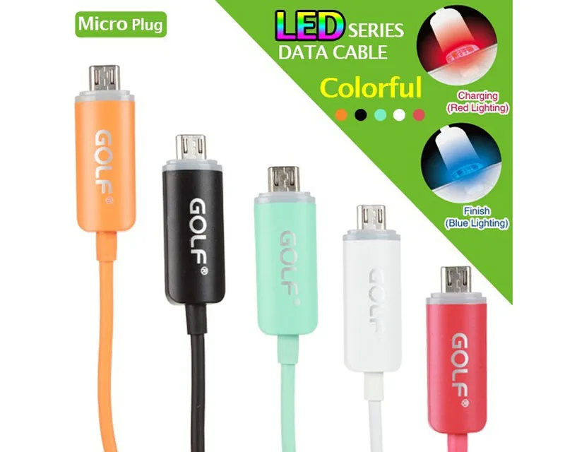 5 шт./лот Гольф 1 м из светодиодов Micro USB 2.0 кабель и синхронизации-зарядки зарядный