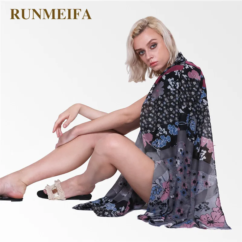 RUNMEIFA новейшая мода женский маленький шарф Маргаритка мягкие пляжные шали осень