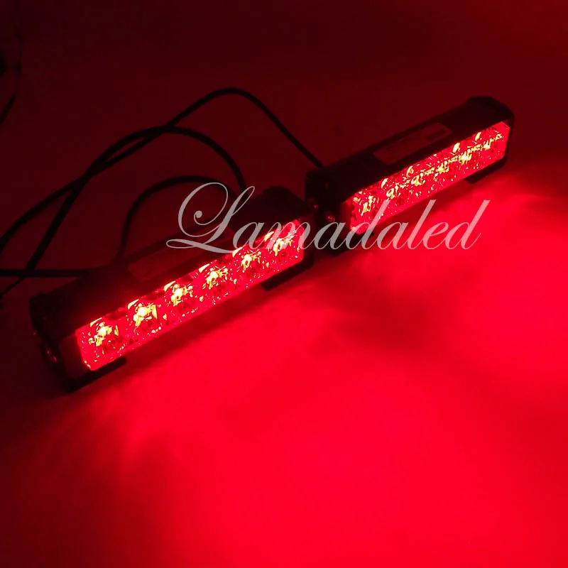 2шт 11 см Сплит 4led полицейский светодиодный светильник аварийная опасность стробоскоп светильник s бар автомобильный гриль мигающий сигнальная лампа Красный Синий Янтарный Белый - Цвет: 2x6led both red